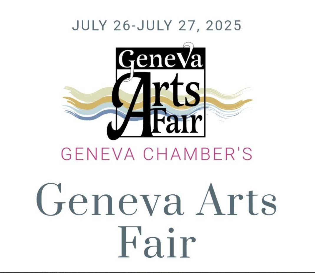 Juried fine arts tents and visitors along Third Street in downtown Geneva
